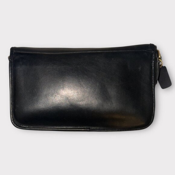 VTG Coach Convertible Clutch 9635 Black Leather Brass 90s Bag USA Tag New Strap - Picture 6 of 16